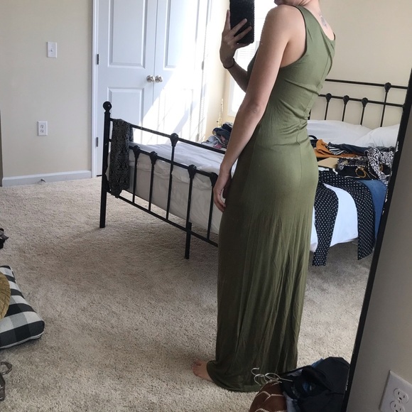 Green summer cutout tank maxi dress - Picture 2 of 2